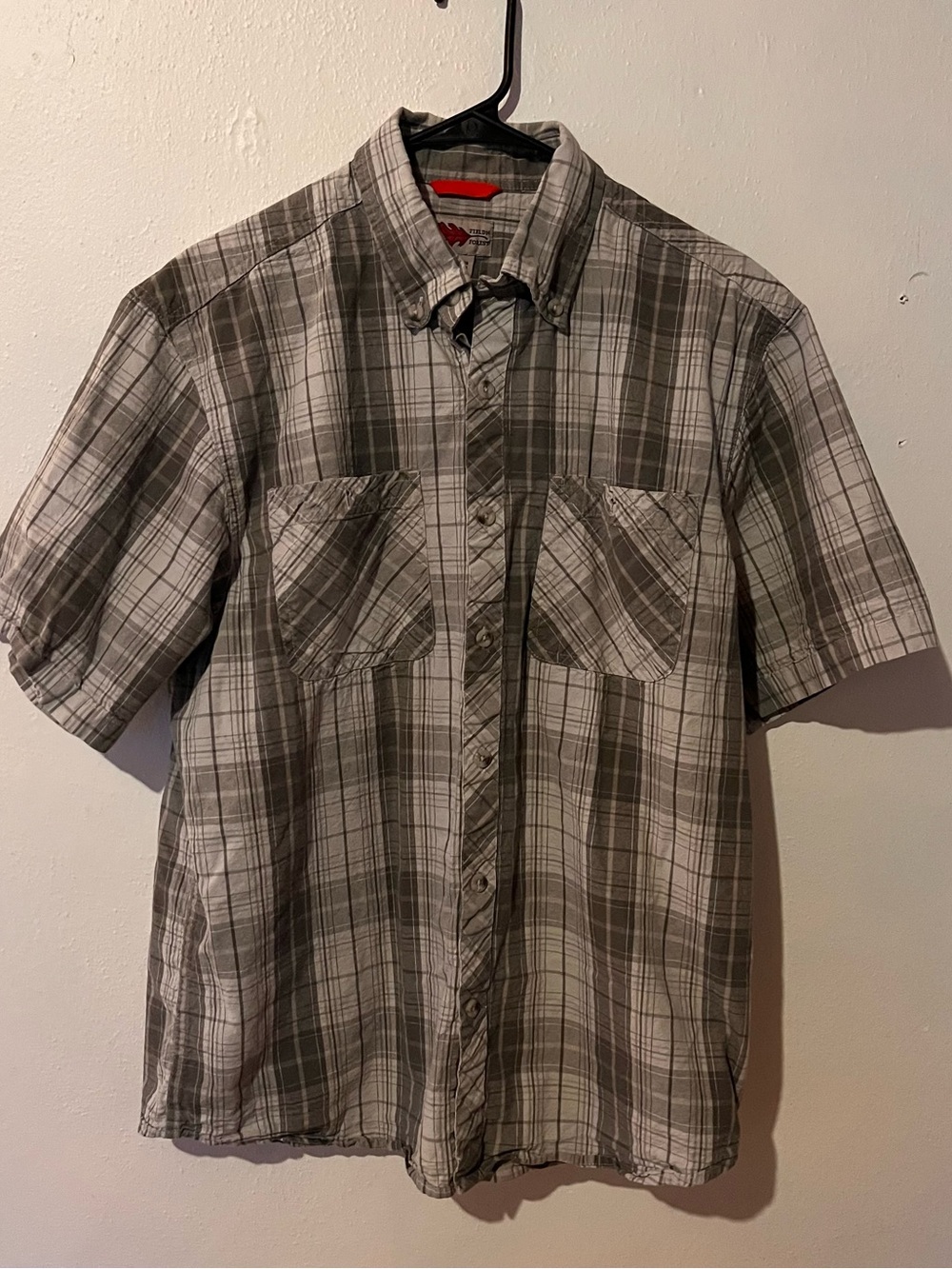 Men's Short-Sleeve Plaid Button-Down Shirt - Gray